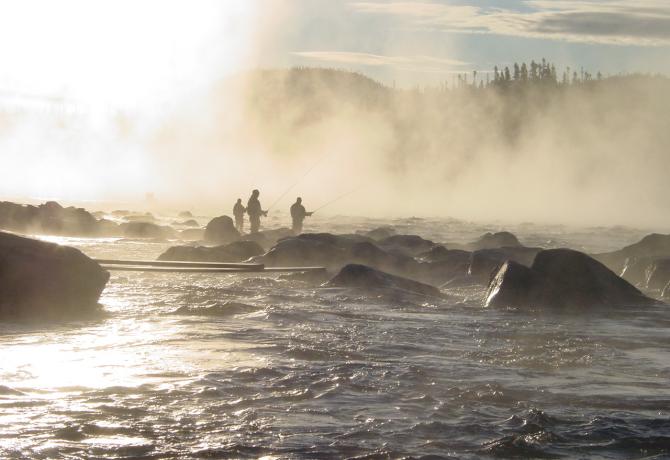 People Salmon Fishing in the river